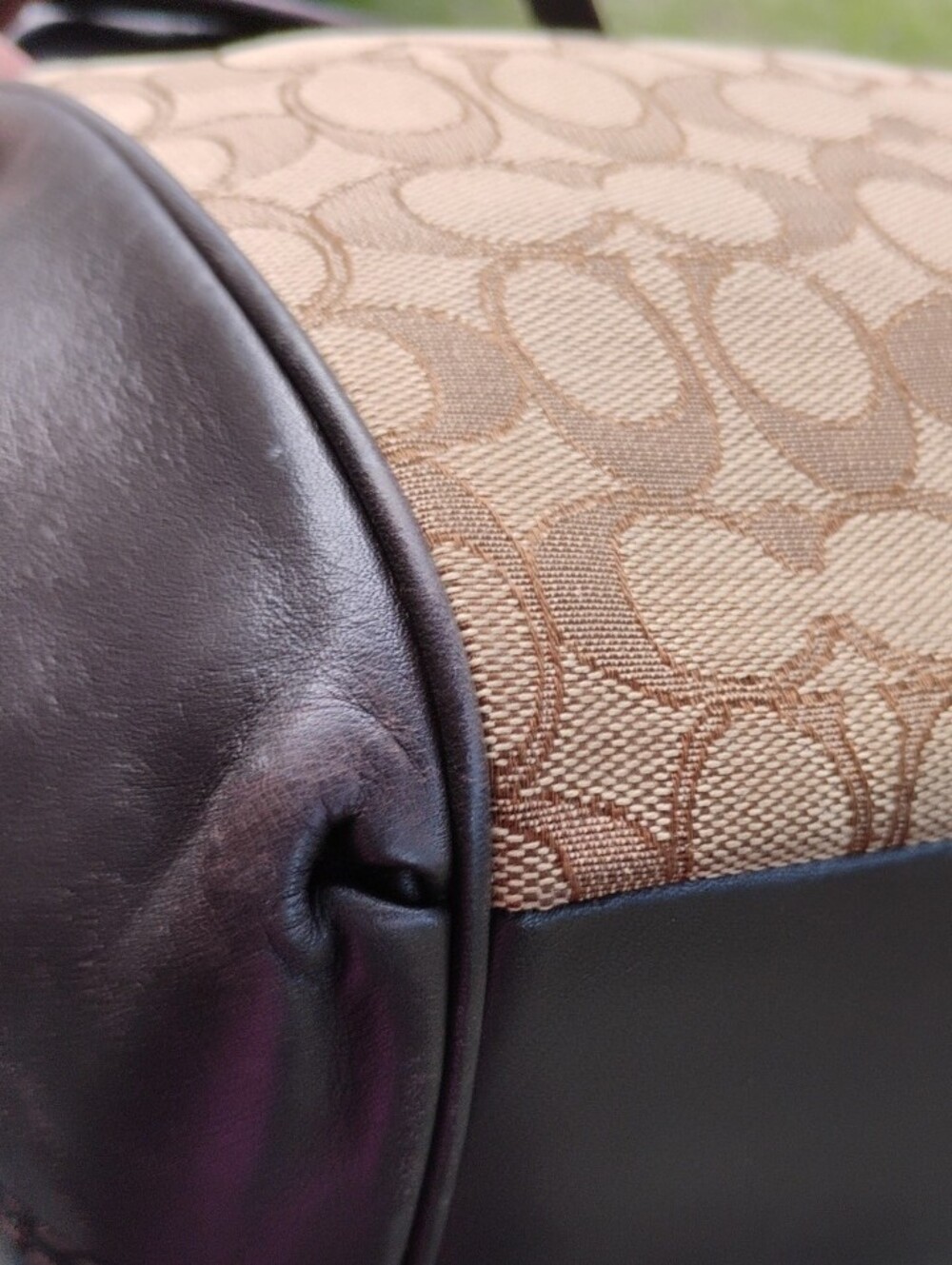 Coach Lexy Tan Signature Canvas Shoulder Bag with Dark Brown Trim. - Picture 9 of 15